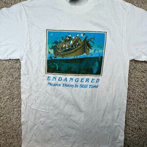 Oneita Power T Cotton White Med USA Endangered Means There’s Still Time